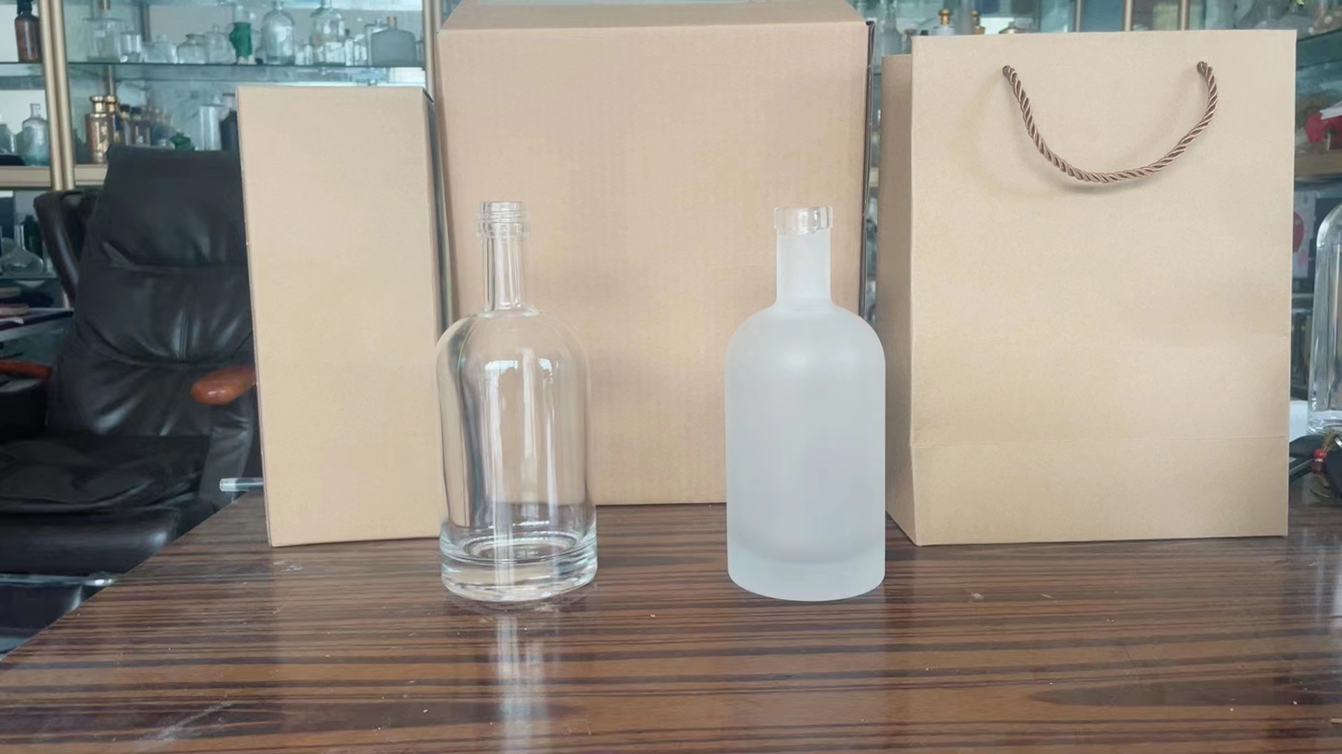 透明蒙砂果酒瓶,蒙砂半透玻璃酒瓶,白酒玻璃瓶