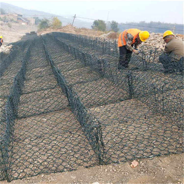 雷诺护垫 包塑钢丝石笼网箱 机械编织六角网 边坡护坡固滨笼