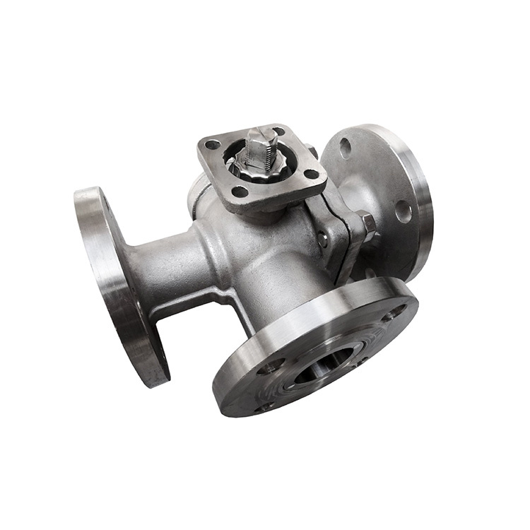 不锈钢国标三通L型法兰球阀