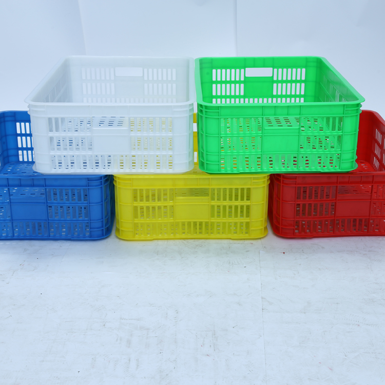 塑料水果食品级周转筐 长方形平口葡萄塑料筐菜框 紫色手提电商筐