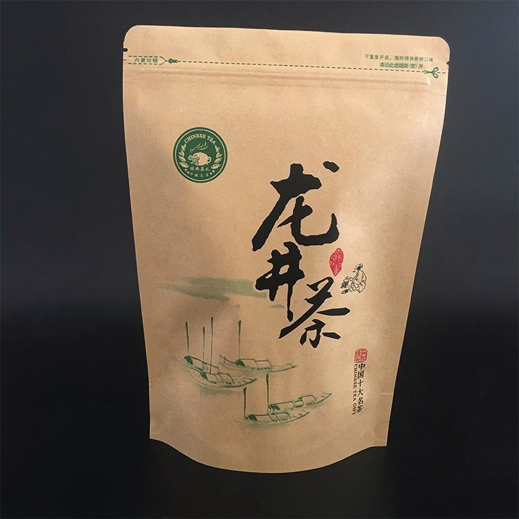 龙井茶叶包装袋绿茶开窗袋定制德远塑业自封袋 牛皮纸茶叶包装
