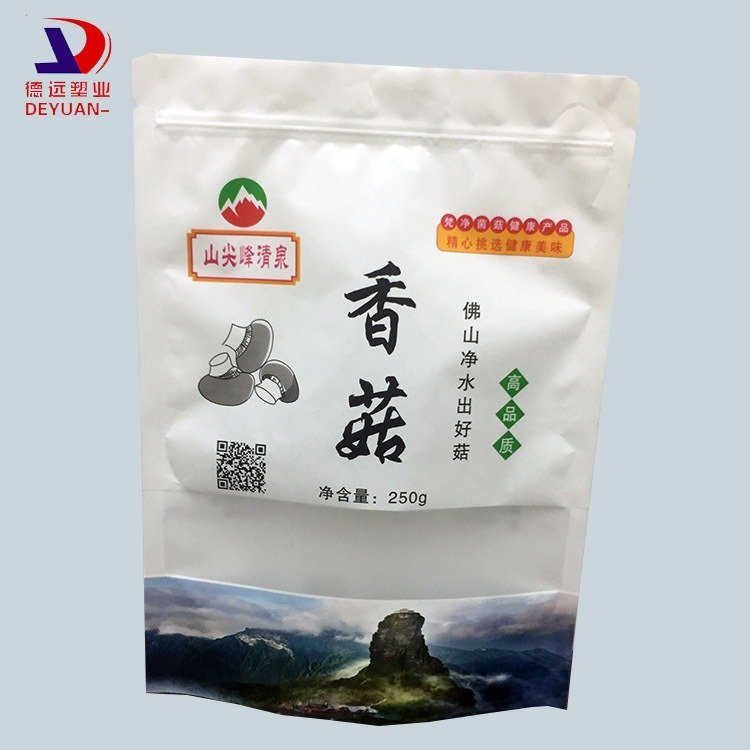 德远塑业香菇包装袋野山珍包装定制自立拉链袋 复合开窗软塑料袋