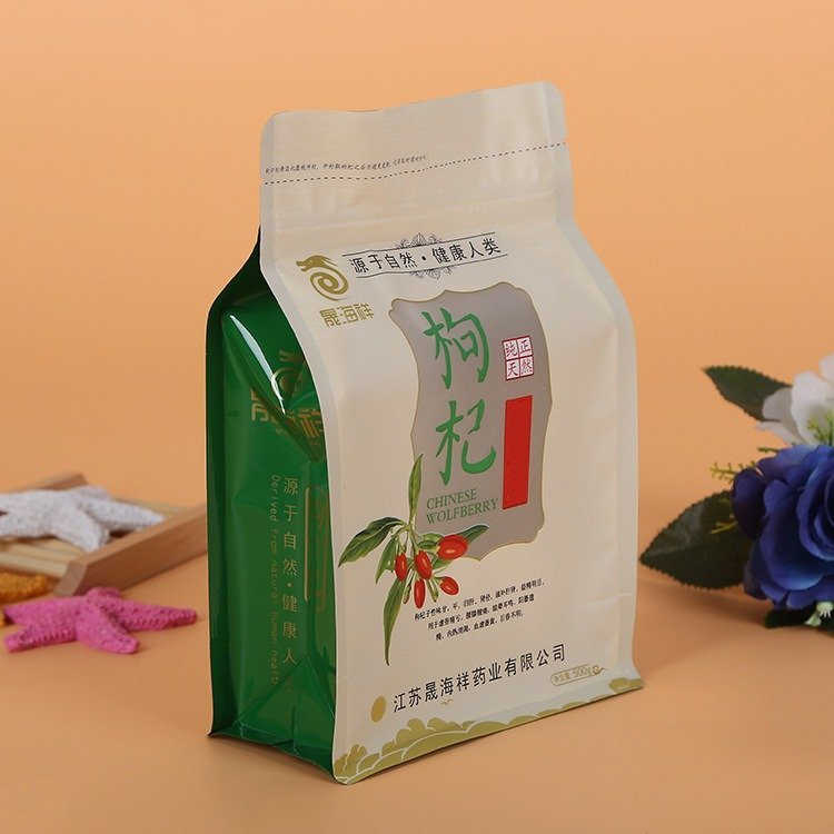 坚果八边封袋 枸杞包装袋 白牛皮纸袋 德远塑业