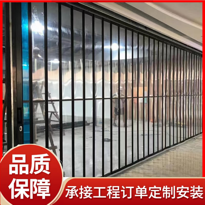 PVC折叠门 腾硕 透视折叠门水晶电动卷帘门铝合金卷闸门快速遥控抗风防潮坚固