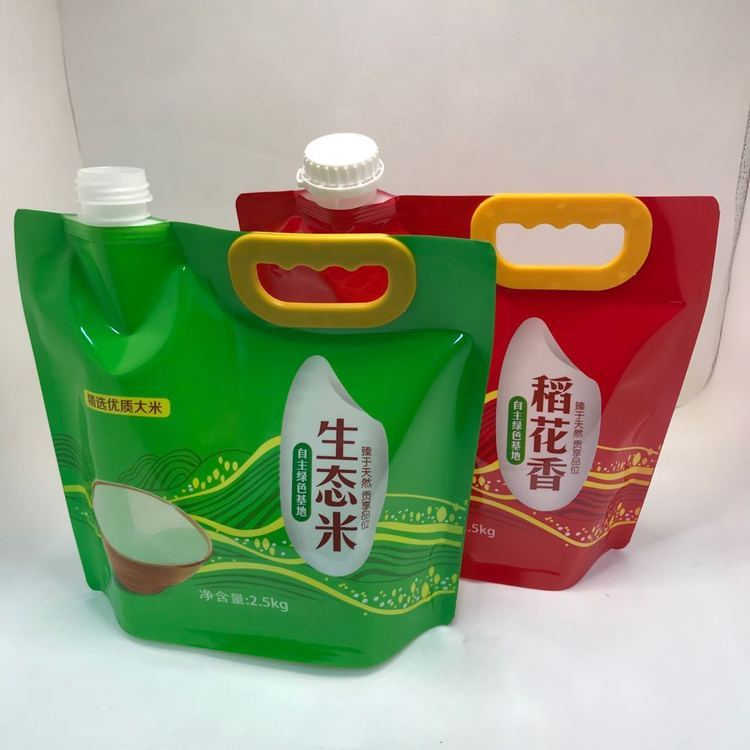 德远塑业自立手提吸嘴大米包装袋磨砂面抽真空蟹田米袋子
