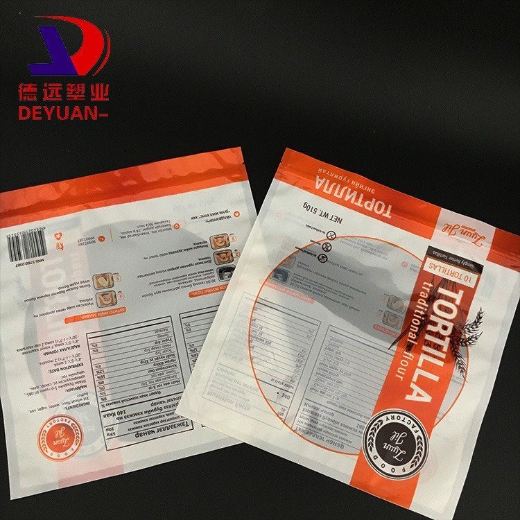 德远塑业手抓饼包装袋定制冷冻食品袋子 塑料开窗三边封食品袋