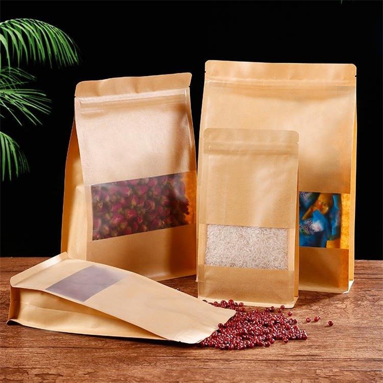 牛皮纸八边封袋子干果食品袋子坚果核桃袋定制 德远塑业现货包装