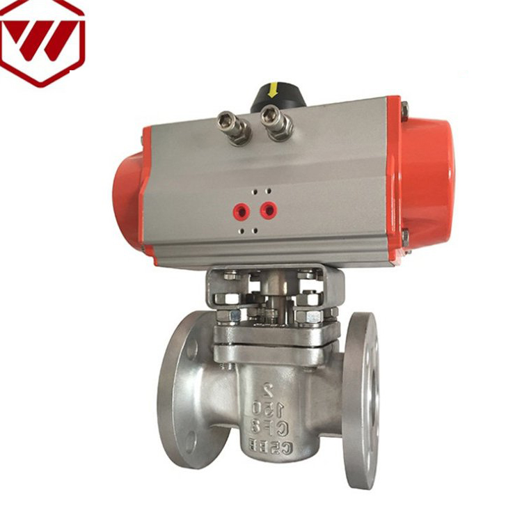 不锈钢衬套法兰旋塞阀气动