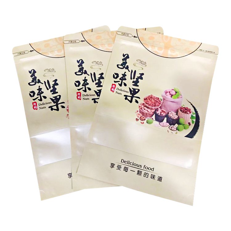 坚果自封袋开窗牛皮纸拉链袋批发厂家密封防潮干果包装袋