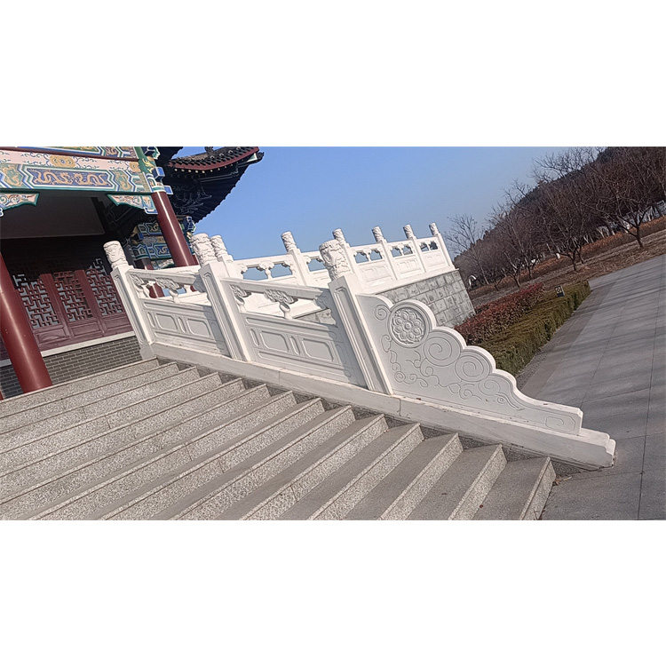 古建筑雕刻石栏杆 耐磨性强 汉白玉石 河道桥梁防护 市政工程