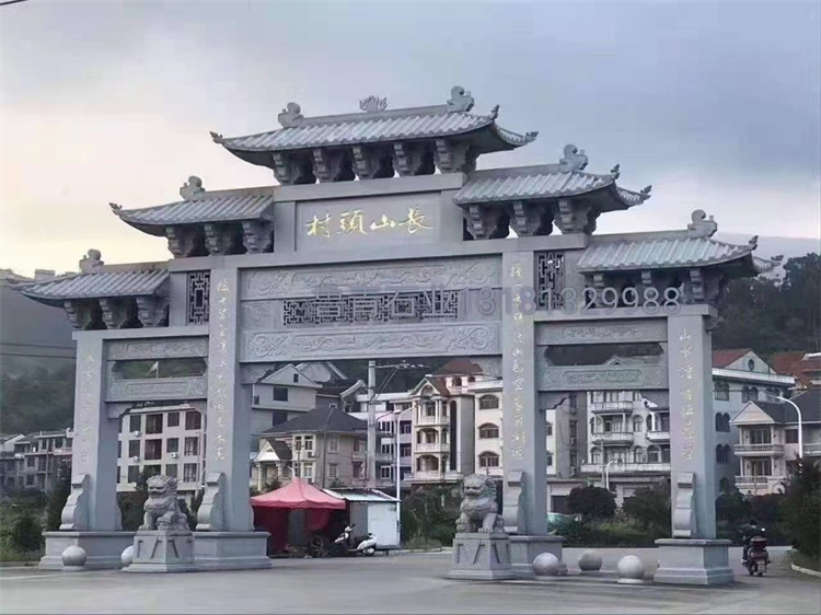 村庄石牌楼 村口单门石牌坊 精工雕刻