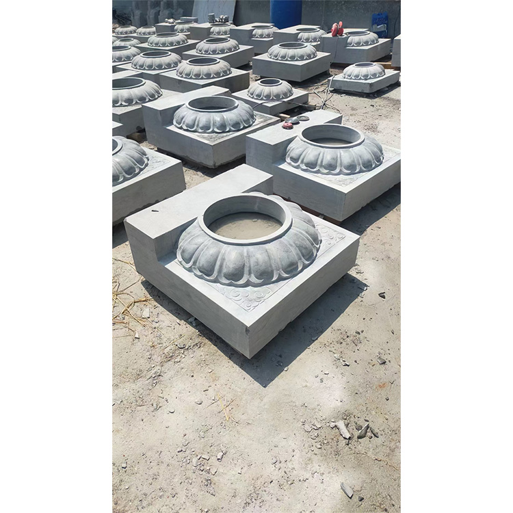 天然青石柱础底座中式石墩子 空心圆墩柱顶石