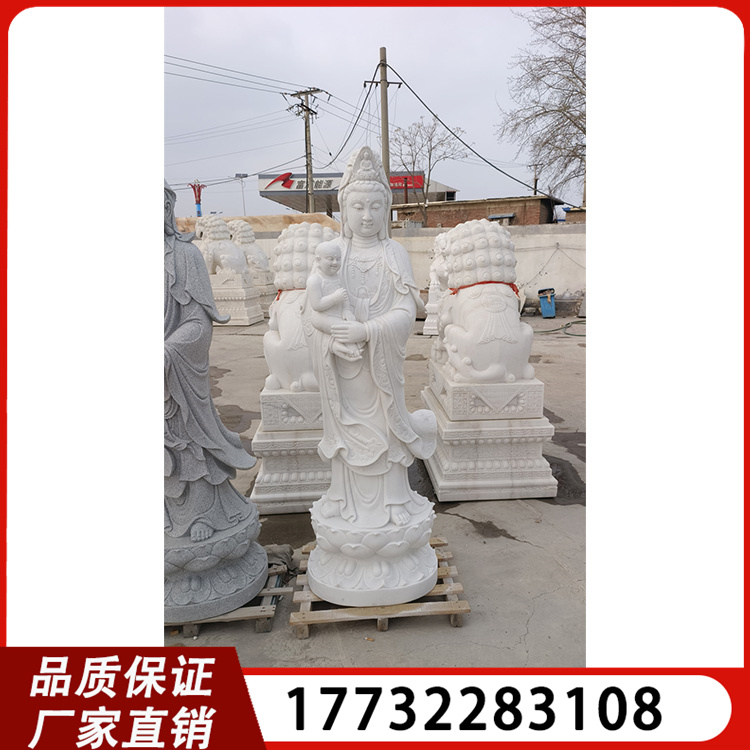 寺庙佛像雕塑 汉白玉观音石雕