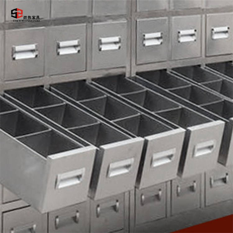 不锈钢草药柜 加厚钢制抽屉式