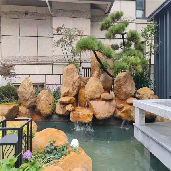 黄蜡石景观石园林假山点景石草坪点景池边造景