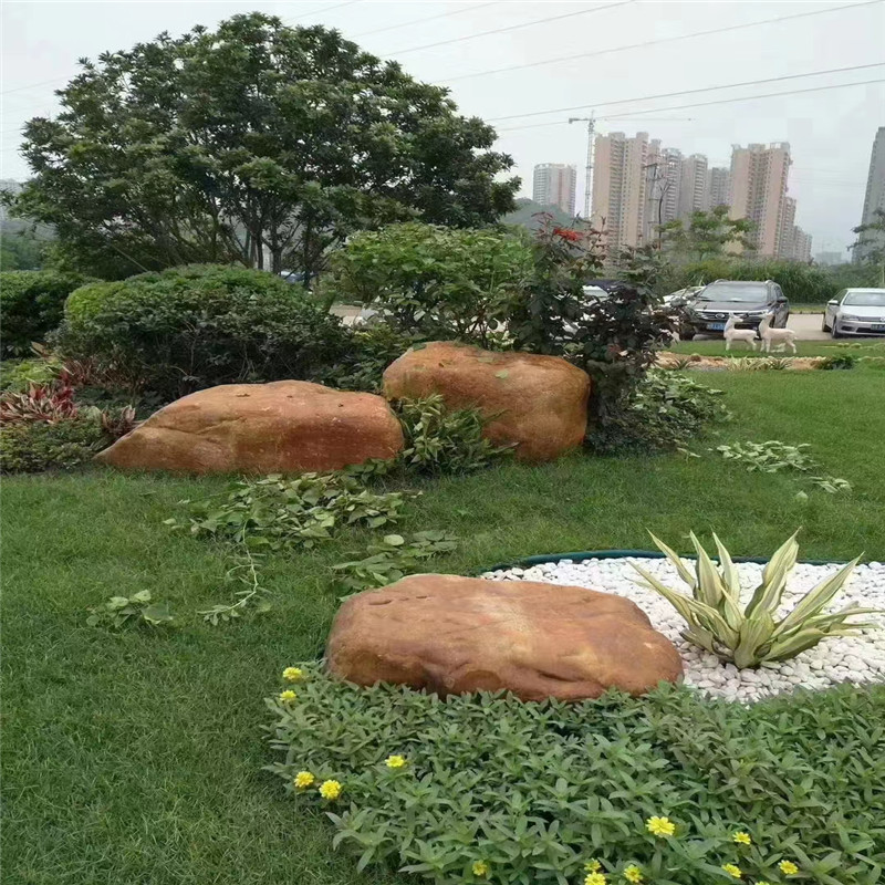园林黄蜡石景观石假山点景石门牌石草坪点景大型景石黄石
