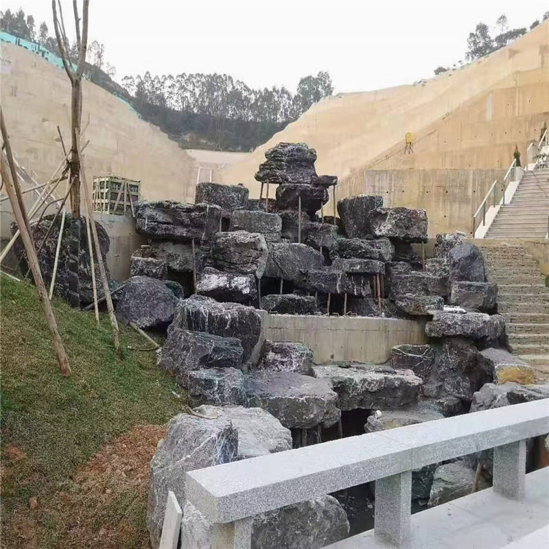 园林黑山石景石天然原石景观置景石枯山水造景