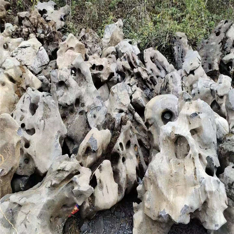 苏式太湖石园林别墅庭院鱼池假山制作石料园林水系景石