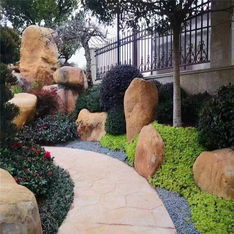 黄蜡石景观石园林假山点景石门牌石草坪点景池边造景石