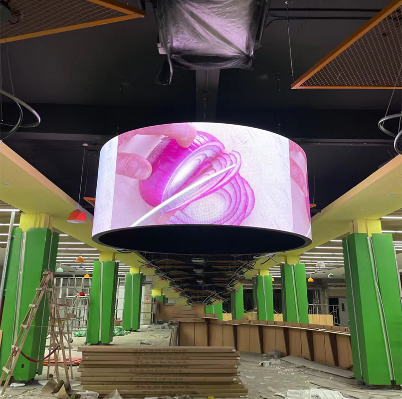 吊装圆环形LED广告屏 银行学校酒吧P1.5P1.6P1.8P2P2.5柔性显示屏
