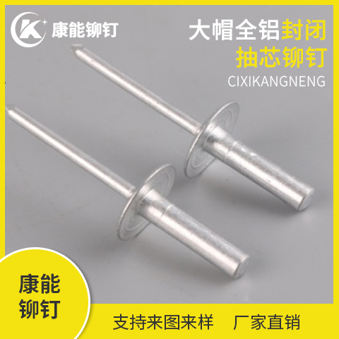康能铆钉 大帽全铝封闭抽芯铆钉 厂家直销 支持定制 量大从优