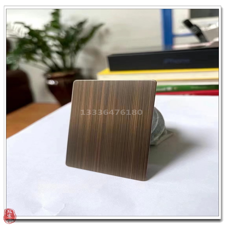 浙江宁不锈钢波水镀红古铜拉丝发黑不锈钢拉丝红古铜水镀着色直销