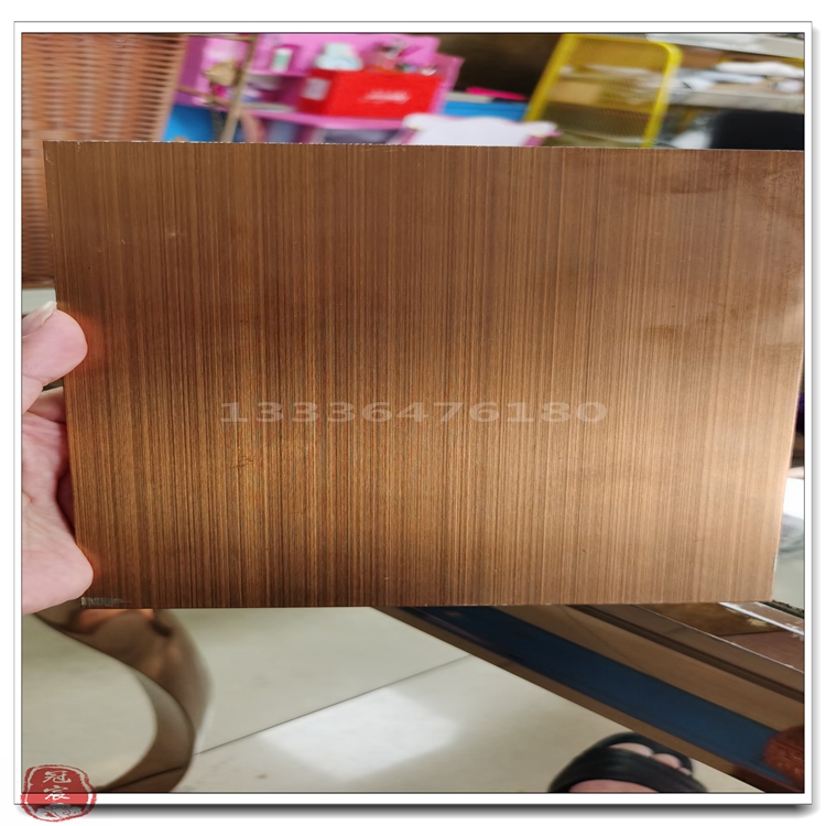 南京 镀铜不锈钢拉丝板 不锈钢板镀铜 表面抗指纹处理 做旧发黑