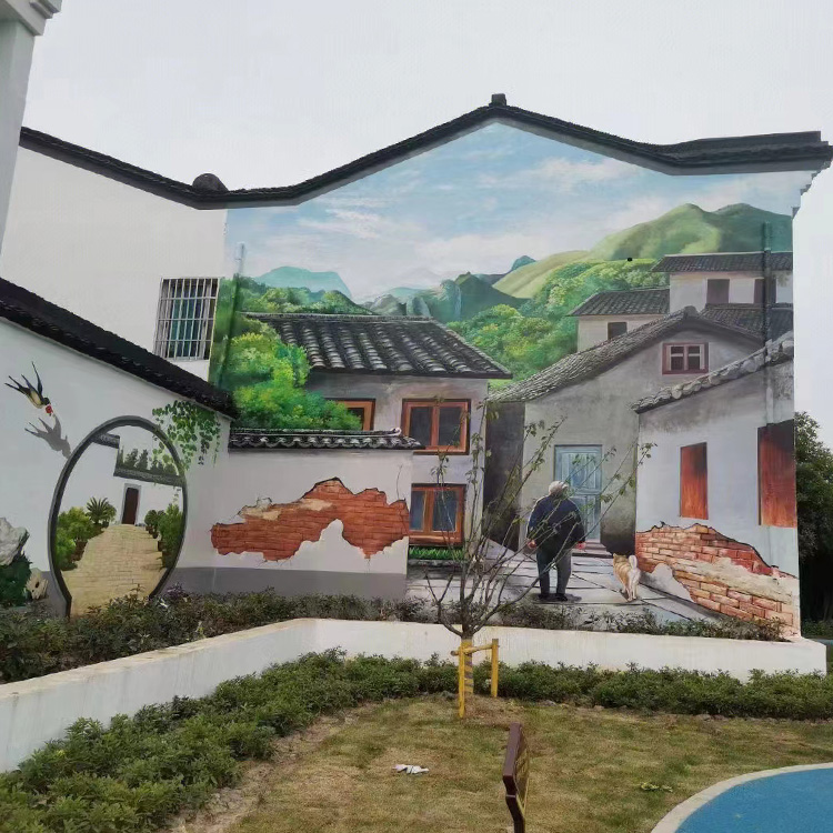 墙体绘画手绘外墙绘画  合肥老旧小区改造文化墙