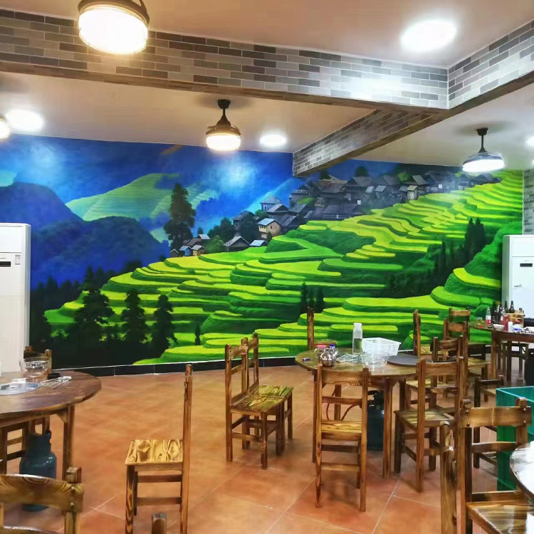 3D立体写实 户外文化墙 乡村文化墙彩 酒店浮雕彩绘画