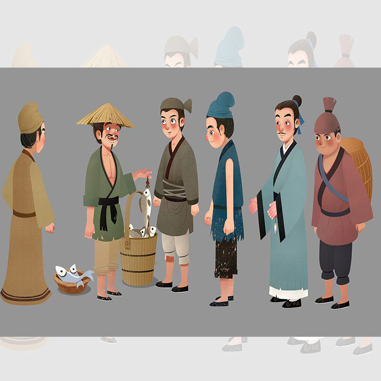 国风插画设计   卡通风格设计  古风插画设计制作