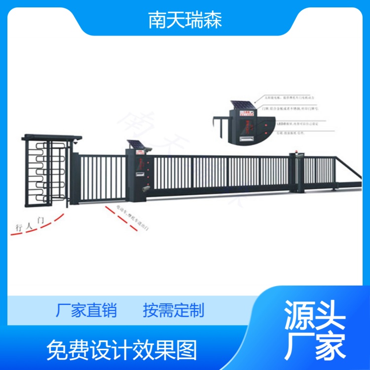 段滑门 自动折叠门悬浮门全套设备电动门安装 铝合金电动伸缩门联动车牌识别系统 栅栏门定制安装