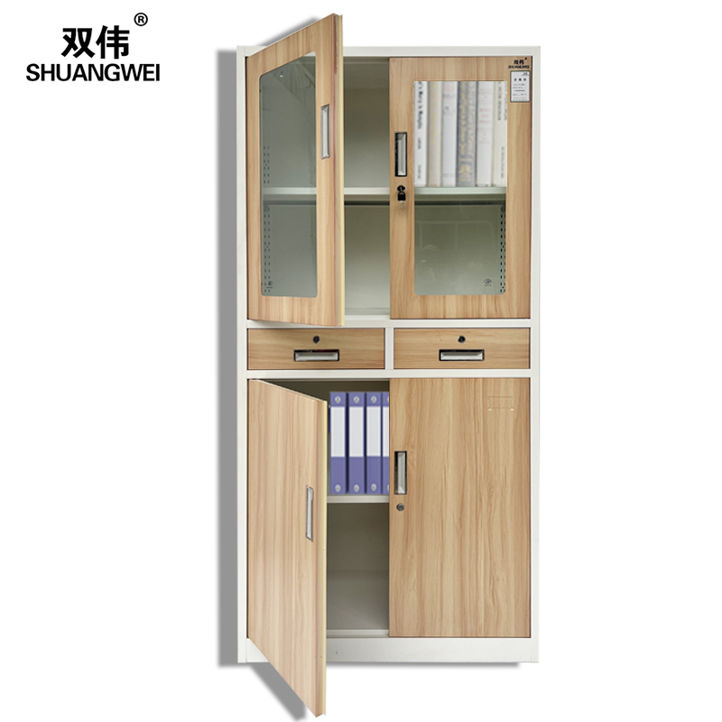 中二斗 带抽文件柜 资料存储柜 带锁办公铁皮柜带抽斗储物柜