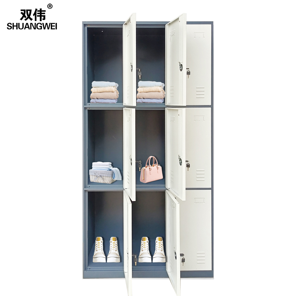 九门 更衣柜 铁皮存放物品柜 整体员工更衣柜