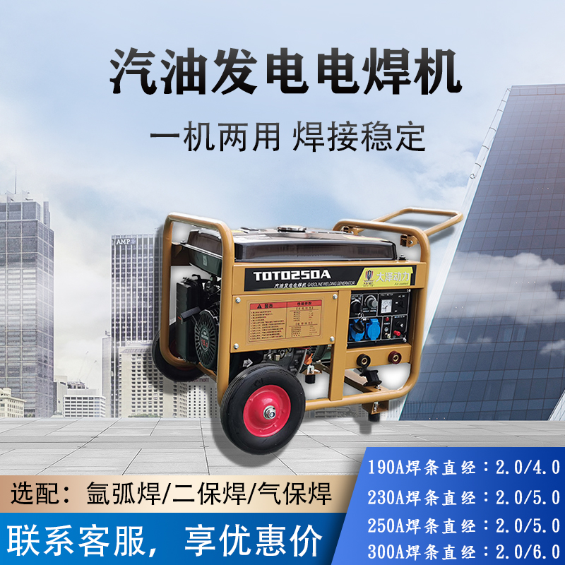 工程应急用250A汽油发电电焊机 大泽动力TOTO250A-V