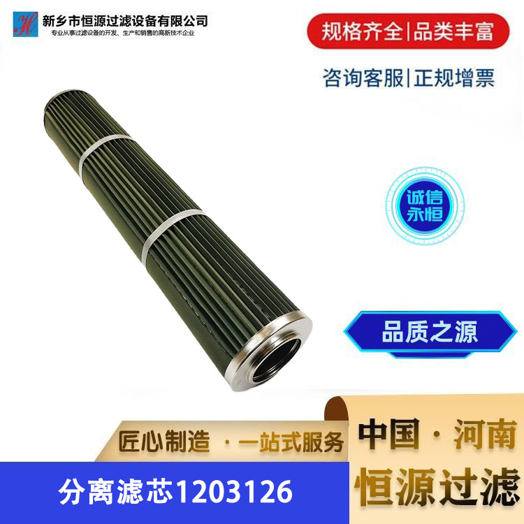 供应汽轮机净化滤油机煤 油航空分离滤芯 1203126 聚结滤 芯 恒源过滤