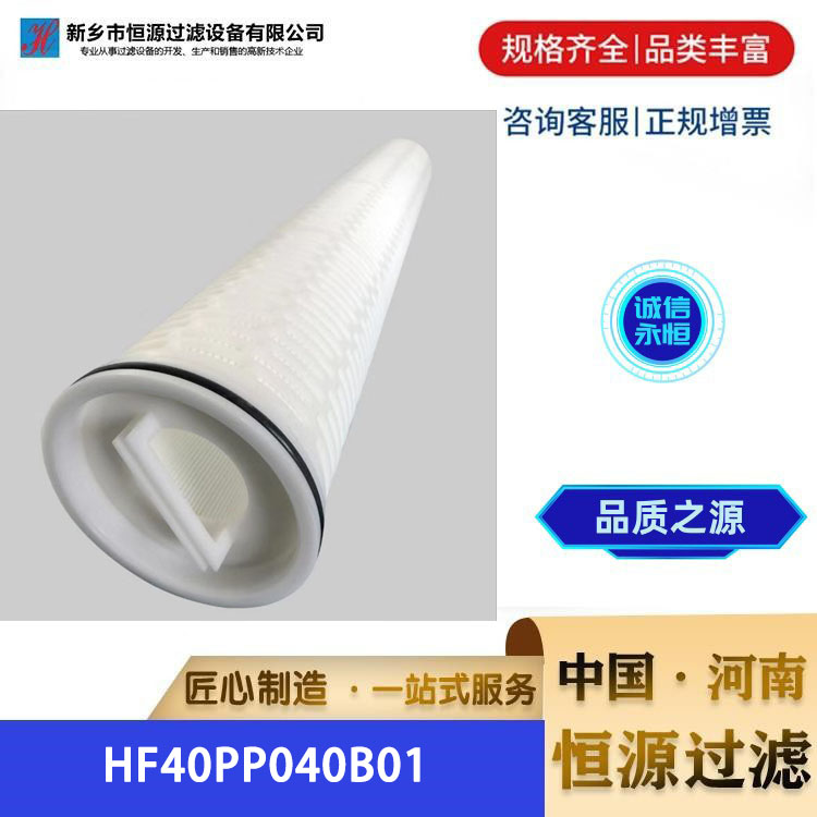 HF40PP040B01保安过滤器 颇尔大流量水滤芯 PP折叠滤芯 恒源过滤