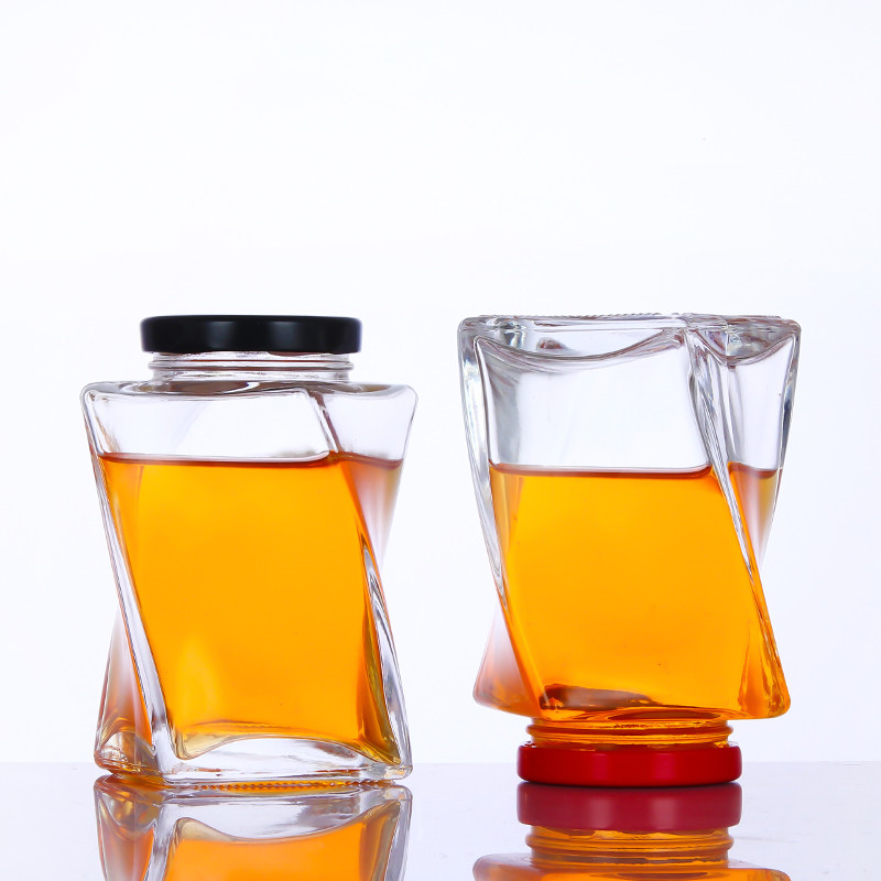 异形扭身蜂蜜瓶加厚玻璃果酱瓶膏滋瓶360ml梨膏花胶包装瓶密封罐