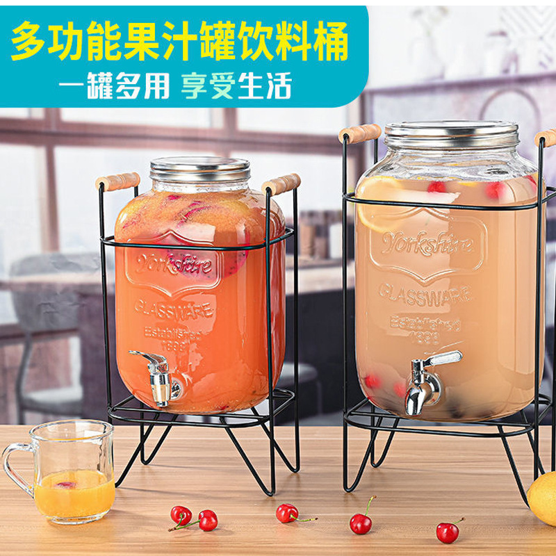 亚特生产透明玻璃可乐桶容器夏季冷饮果汁桶酒桶带龙头罐子泡酒桶