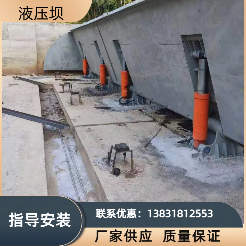 全国安装指导液压坝底轴驱动景观坝水利液压自动翻板闸门电动升降合页坝
