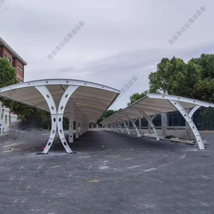 膜结构停车棚 汽车充电桩棚 看台遮阳景观棚 小区电动车棚