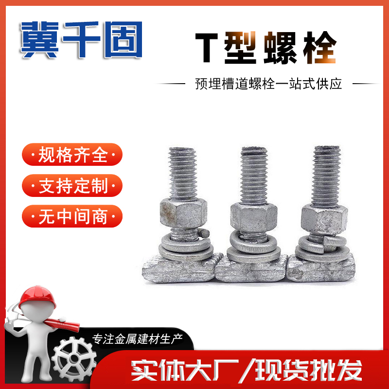 预埋槽钢配套热镀锌M12*50 8.8级T型螺栓