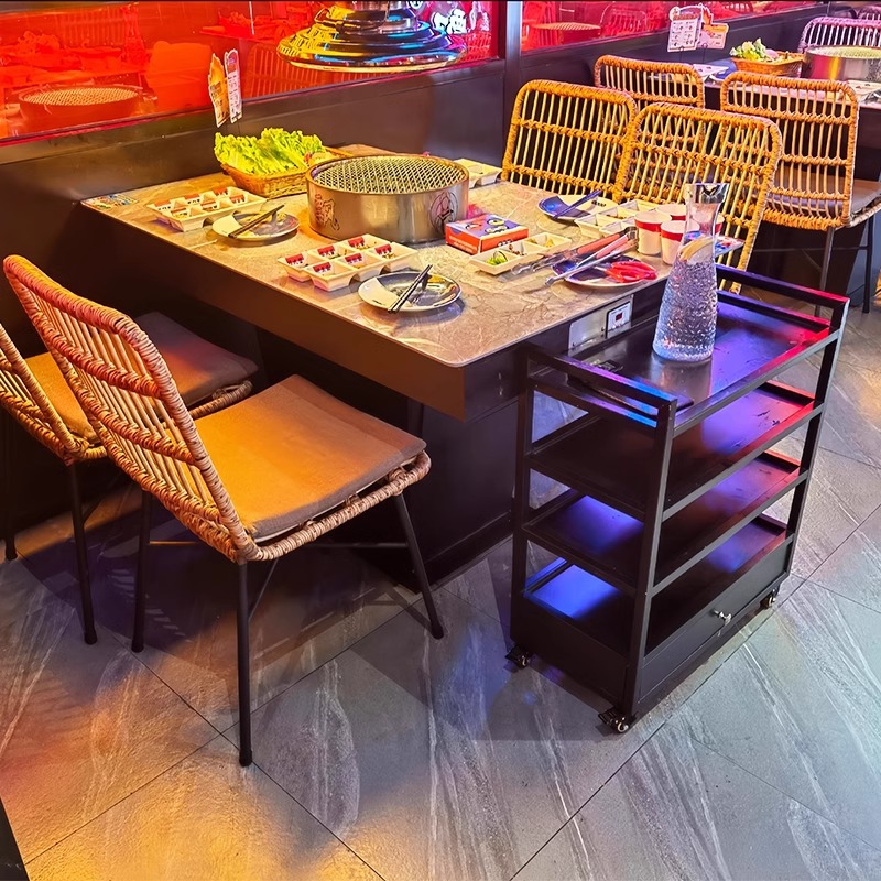 定制火锅烤肉桌子无烟净化器电磁炉烤涮一体串串香烤肉店火锅桌椅