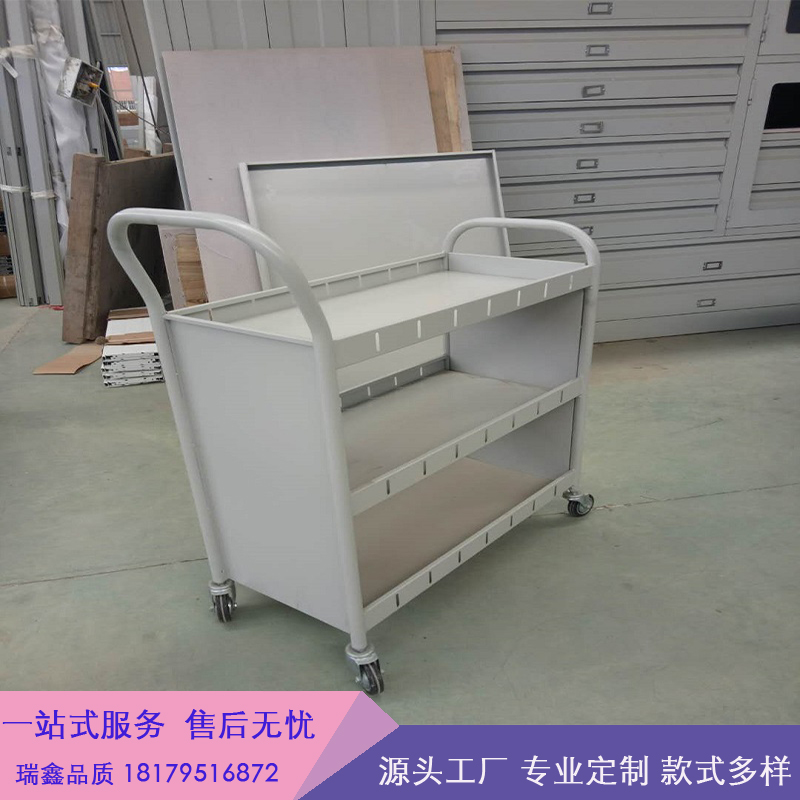 学校图书馆档案室二层三层车登高梯小推车静音V型W型书车书梯