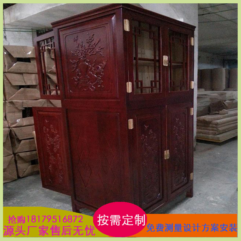 实木办公室书柜中式储物柜木皮油漆资料档案柜班台组合柜子