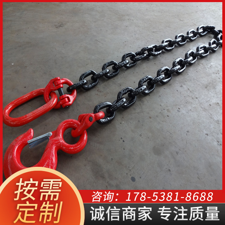 厂家批发起重链条吊索具组合吊钩行车链条吊具G80锰钢铁链条带吊钩