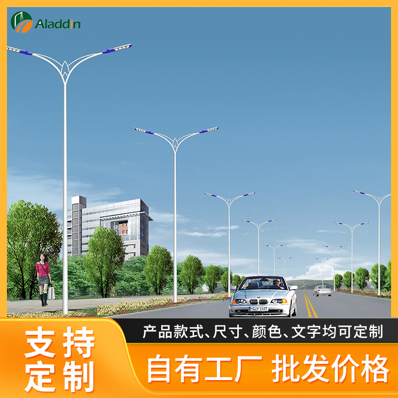 厂家供应户外照明路灯杆 6米7米8米马路市电路灯高低双臂led路灯