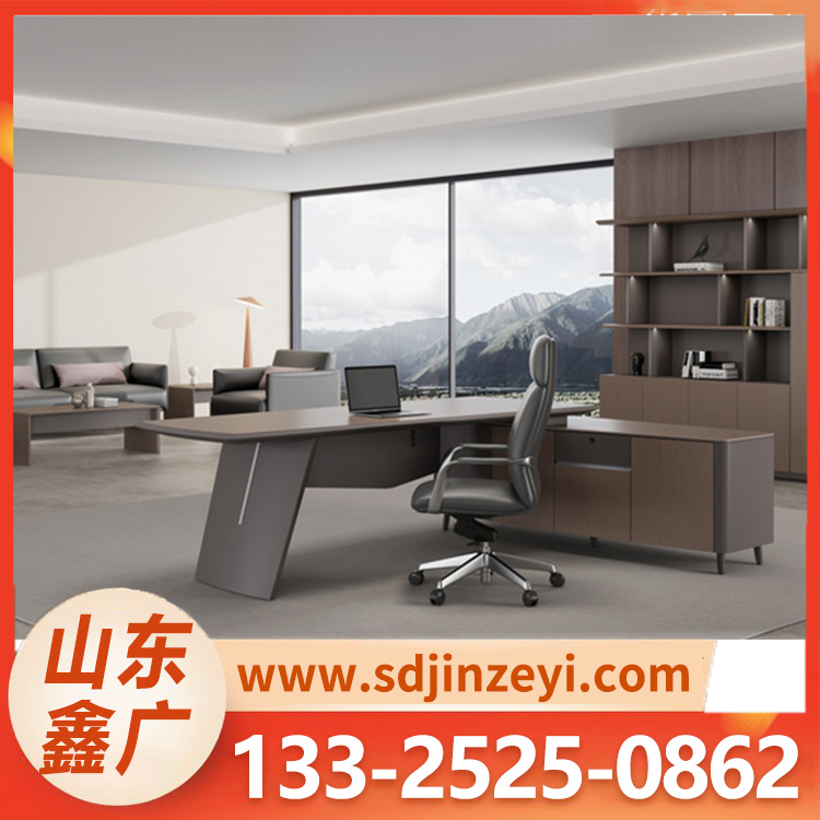 现代老板桌 简约钢木办公桌家具厂家