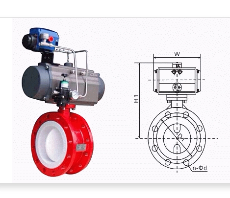 气动法兰衬氟蝶阀D641F46