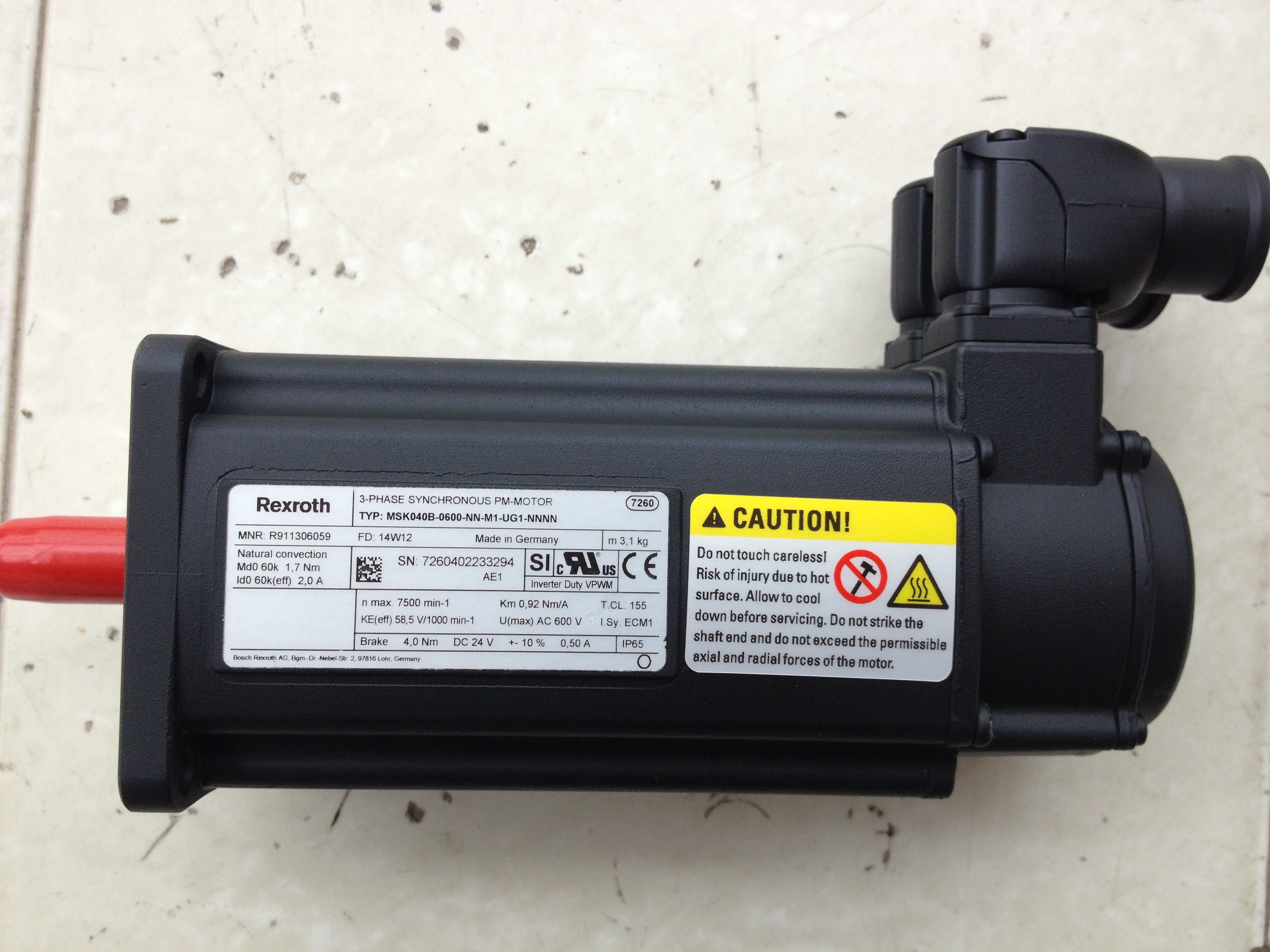 REXROTH力士乐 电机 MSK040B-0600-NN-M1-UG1-NNNN