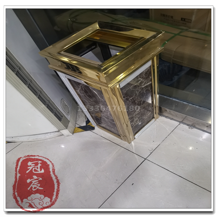 小区单元仿古铜不锈钢垃圾桶酒店售楼部金属不锈钢垃圾桶设计制作